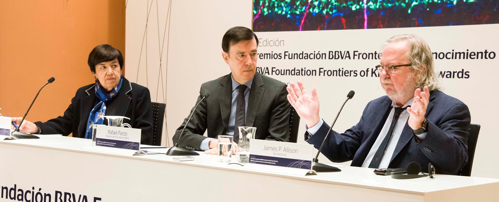 James Allison y Nubia Muñoz, galardonados con los Premios Fundación BBVA Fronteras del Conocimiento en Biomedicina y Cooperación al Desarrollo explican sus hallazgos contra el cáncer